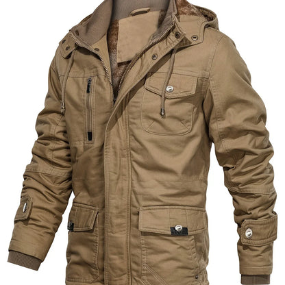 Men'S Heavyweight Winter Jacket - Thermal Insulated Cold Weather Coat with Zipper Closure, Multiple Utility Pockets - Loose Fit Military-style Outerwear for Hiking, Travel, Everyday - Black (Non-Stretch Polyester Construction