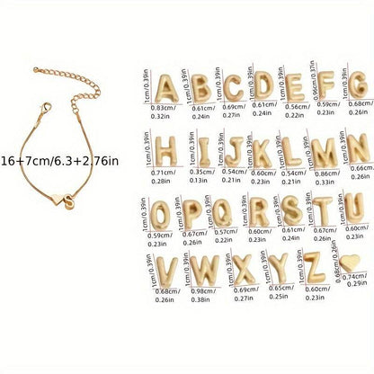 Gold Heart Initial Bracelet - Montero Milan