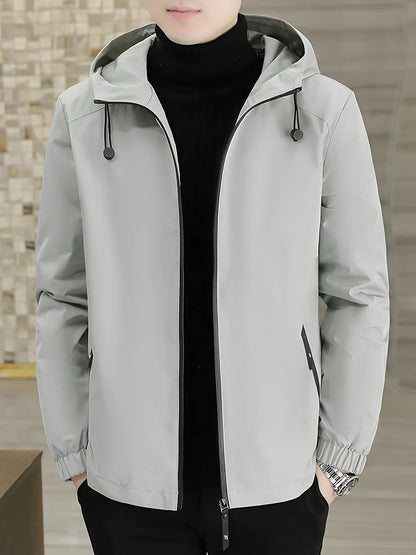 Men'S Heavy-Duty Fleece Jacket - Windproof Zip-Up Coat with Full-Zip Closure, Hooded Winter Coat for Cold Weather, Non-Stretch Fabric for Everyday & Formal Events