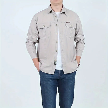 Men's Heavyweight Long Sleeve Shirt - Button-Up Formal & informal Shirt in, Classic Collar, Chest Pocket - Machine Washable Work, Outdoor, Everyday Shirt for Men - Spring/Fall Essential, Outdoor Casual Wear, Nonstretch Fabric