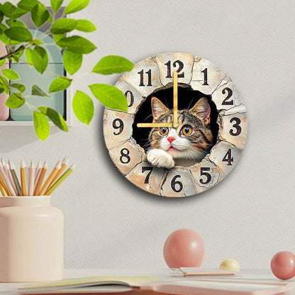 Charming Silent Cat Wall Clock Easy Hanging Decor - Montero Milan