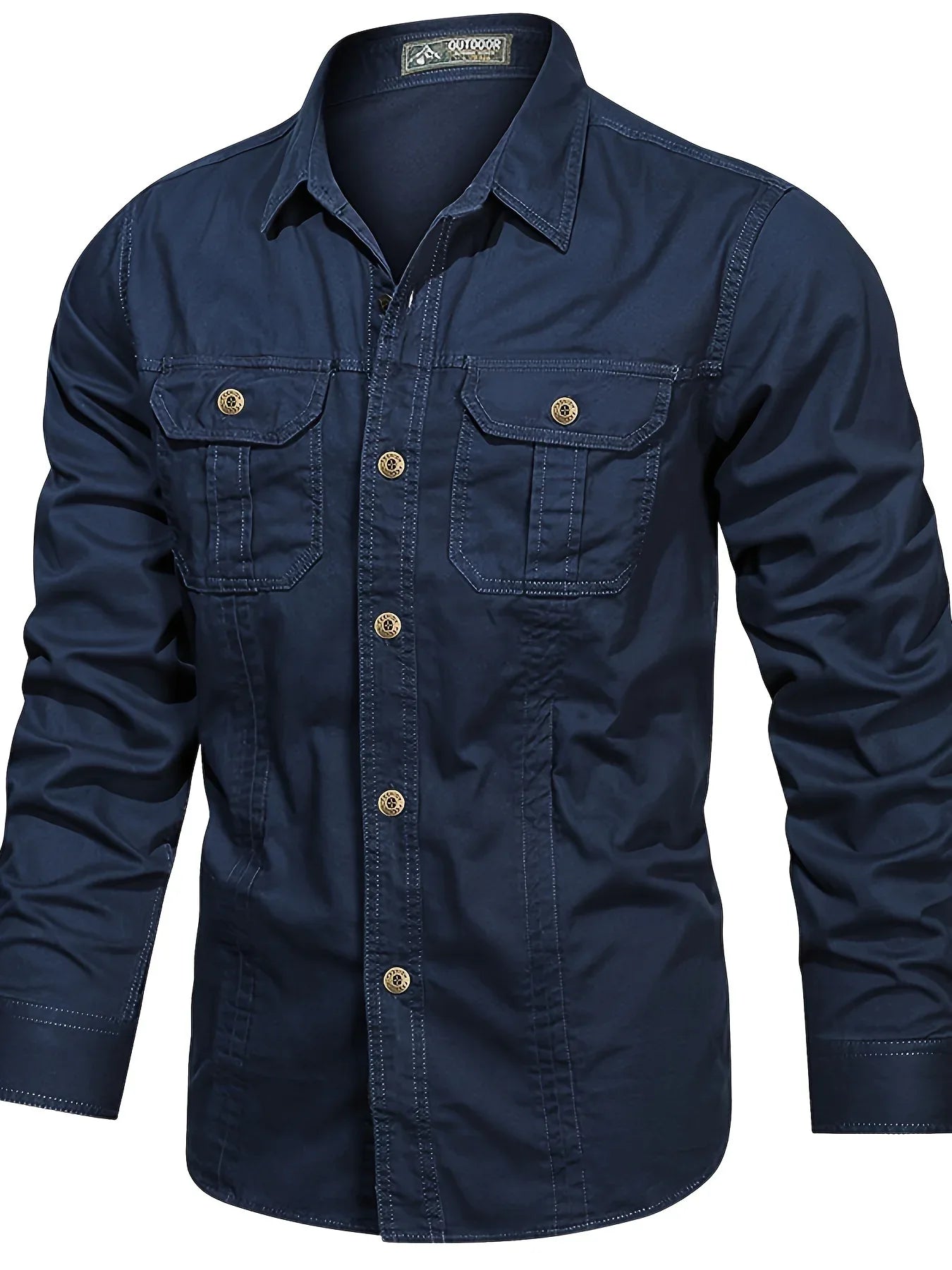 Men's Heavyweight Long Sleeve Shirt - Button-Up Formal & informal Shirt in, Classic Collar, Chest Pocket - Machine Washable Work, Outdoor, Everyday Shirt for Men - Spring/Fall Essential, Outdoor Casual Wear, Nonstretch Fabric