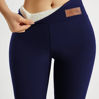 Women's High-Waisted Thickened Warm Yoga Leggings - Full-Length (7/8) Tummy Control Slim-Fit Pants with Elastic Waistband, All-Season Workout & Gym Pants for Pilates,, Casual Wear - Solid Color (Black/Dark Grey/Navy)