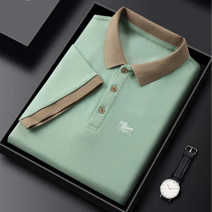 R.M.Williams Men'S Casual Summer Shirt - Beige with Green Collar & Cuffs, Button-Up Collar, Short Sleeve, Regular Fit for Gym, Outdoor Activities & Casual Attire, Gym Apparel, Classic Collar Design, Comfortable Fit