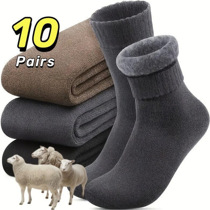 3/10 Pairs of Thick Winter Velvet Snow Socks for Men, Soft Plush Warm Boot Socks, Suitable for Outdoor Work And Leisure, a Gift for Husbands, Fathers, Or Boyfriends, Knitted Items in European Sizes (39-45) And US Sizes 9-11.