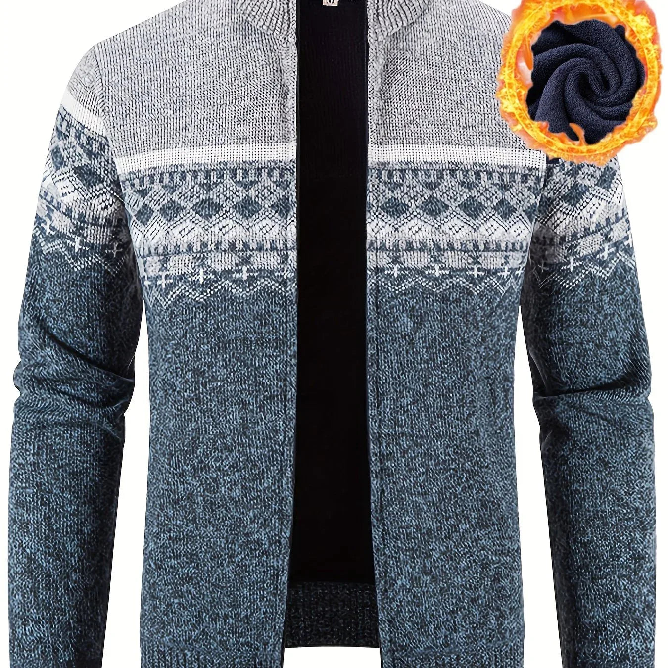 Men'S Thickened Winter Cardigan - Heavyweight Cold Weather Jacket with Stand Collar, Long Sleeve Coat for Formal & Everyday Outfits - Fall/Winter Outerwear in Navy