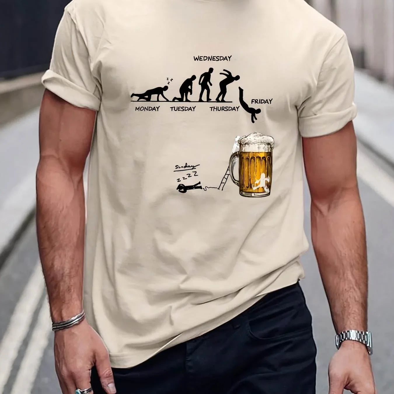 Men's Weekday Graphic Cotton T-Shirt - Montero Milan