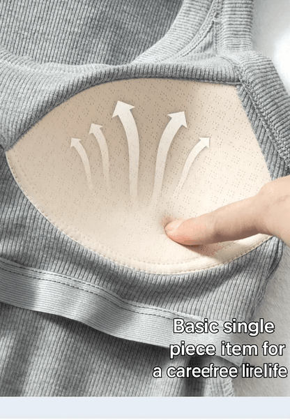 Ribbed Tank Top with Built-in Chest Pad - Montero Milan