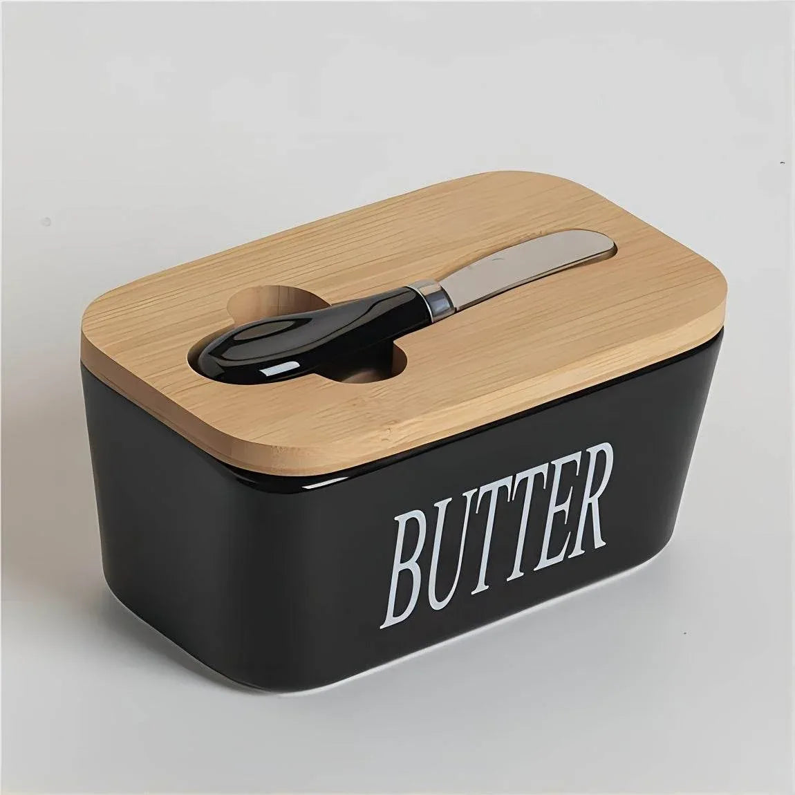 Ceramic Butter Dish with Bamboo Lid & Spreader - Montero Milan