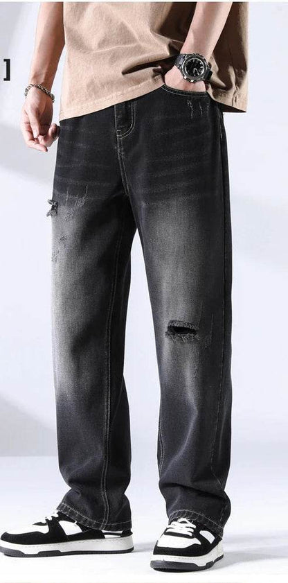 Distressed Straight Leg Jeans - Montero Milan
