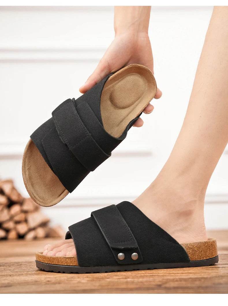 Suede Strap Slide Sandals - Montero Milan