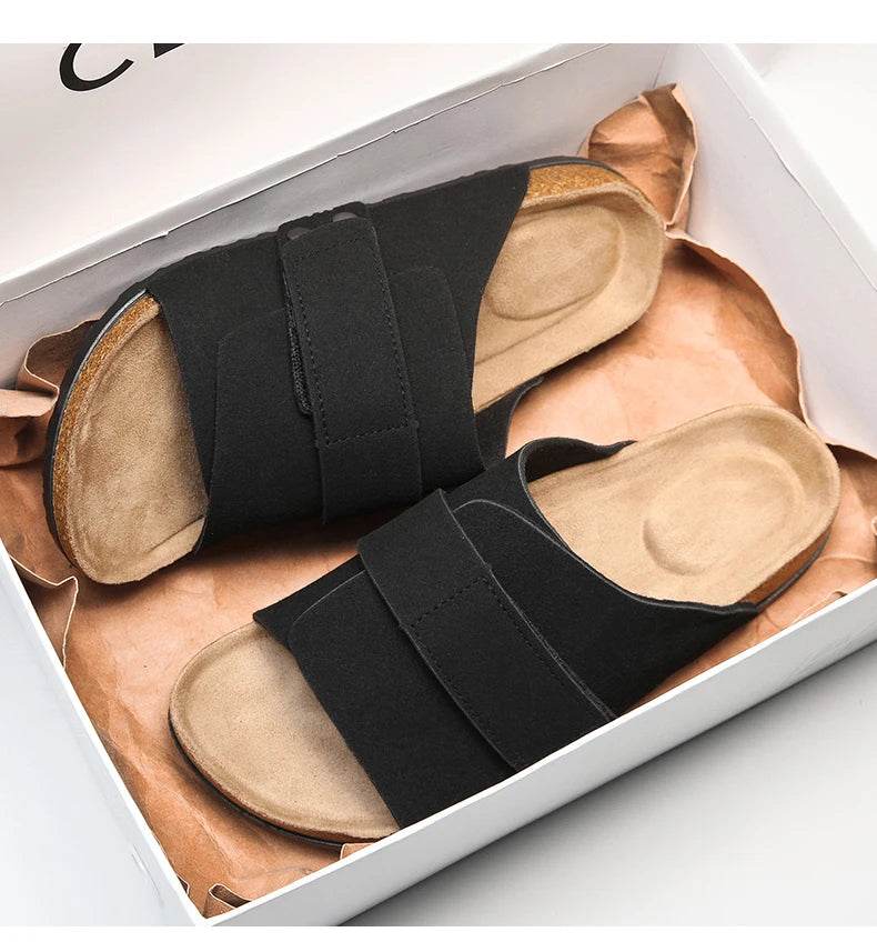 Suede Strap Slide Sandals - Montero Milan