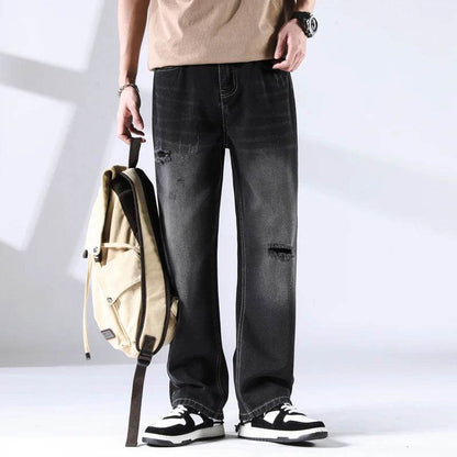 Distressed Straight Leg Jeans - Montero Milan