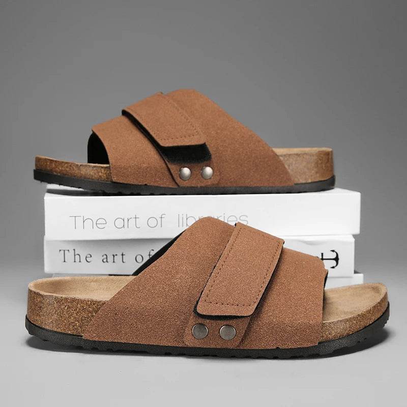 Suede Strap Slide Sandals - Montero Milan