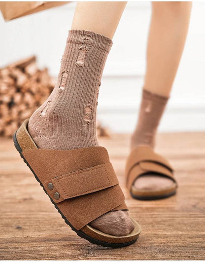 Suede Strap Slide Sandals - Montero Milan