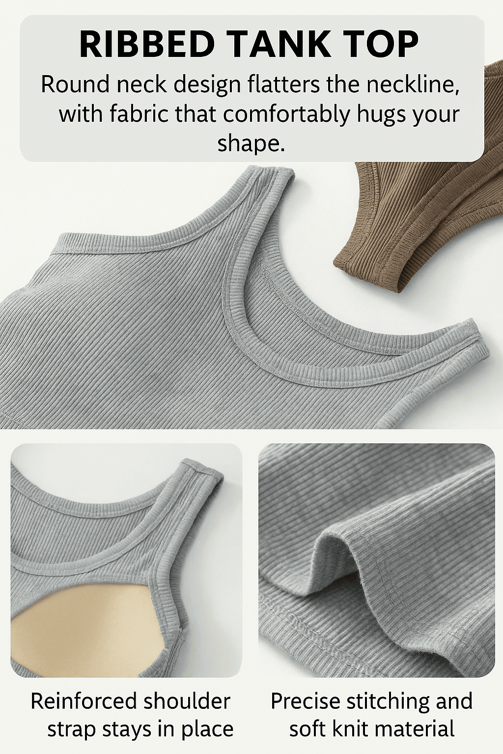 Ribbed Tank Top with Built-in Chest Pad - Montero Milan