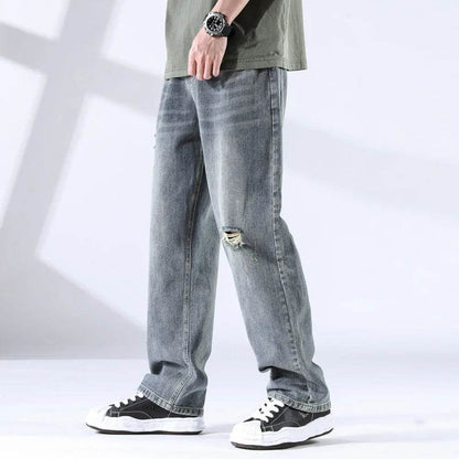 Distressed Straight Leg Jeans - Montero Milan