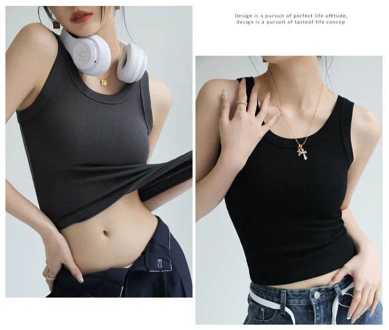 Ribbed Tank Top with Built-in Chest Pad - Montero Milan