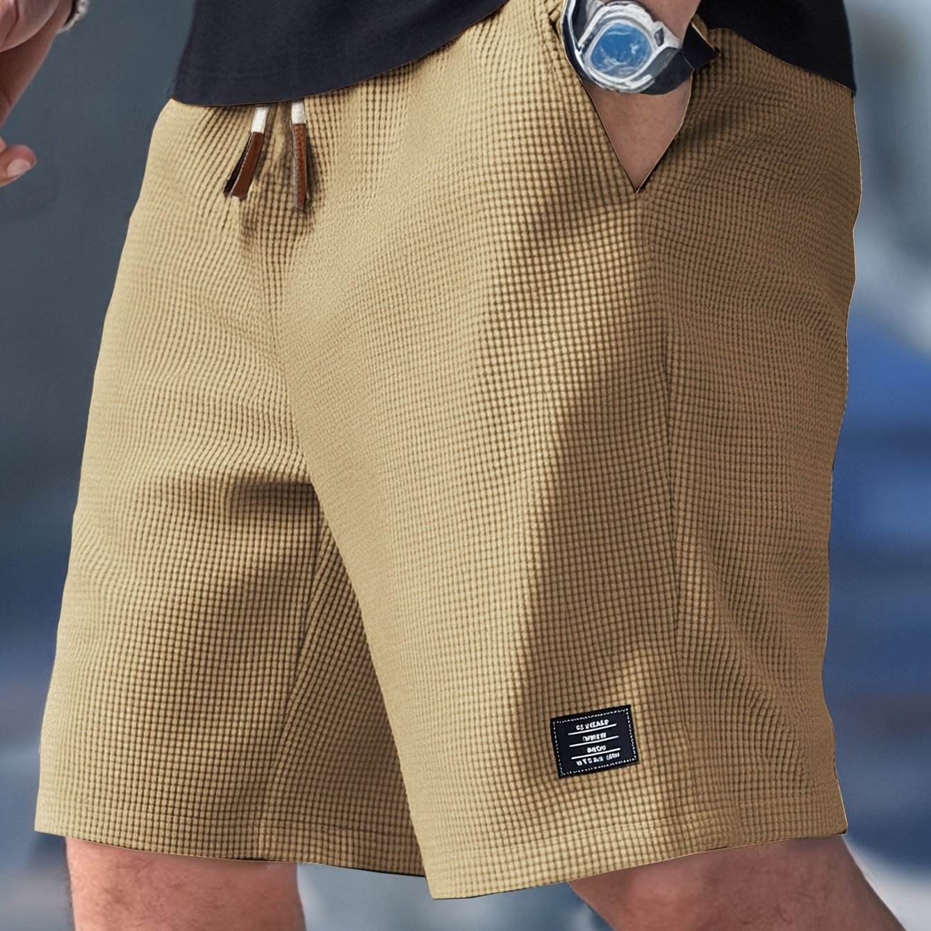 Textured Drawstring Casual Shorts - Montero Milan