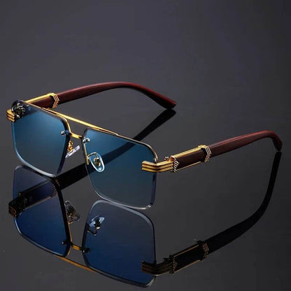 Retro Frameless Gold Temple Sunglasses - Montero Milan