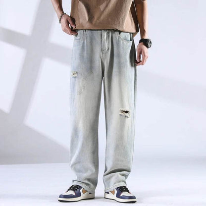 Distressed Straight Leg Jeans - Montero Milan