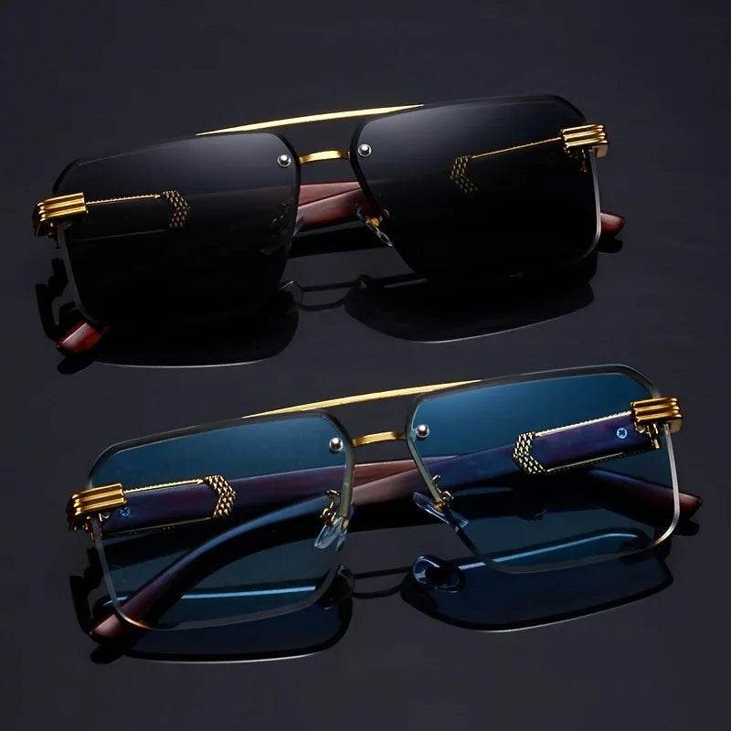 Retro Frameless Gold Temple Sunglasses - Montero Milan