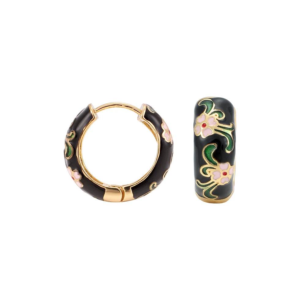 Enamel Floral Hoop Earrings - Montero Milan