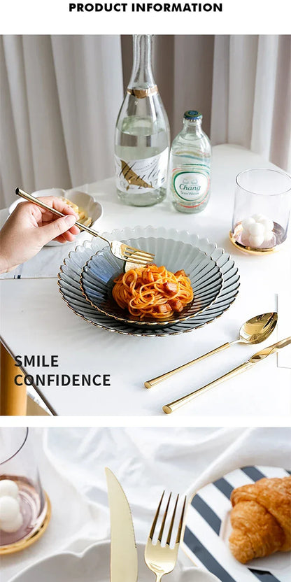 Shiny Gold 18/10 Stainless Steel Flatware Set 304 Dinner Knife Fork Cutlery Set Service For 1 Drop Shipping