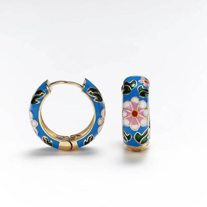 Enamel Floral Hoop Earrings - Montero Milan