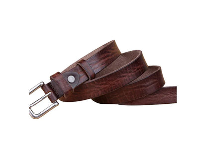 MaiKun Thin Belts for Women Unisex Genuine Leather Belt Female Metal Pin Buckle Belt