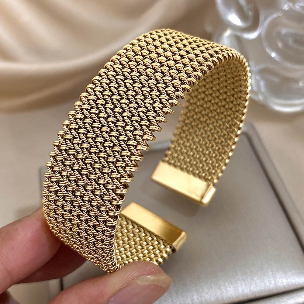 Woven Gold-Tone Stainless Steel Bracelet - Montero Milan