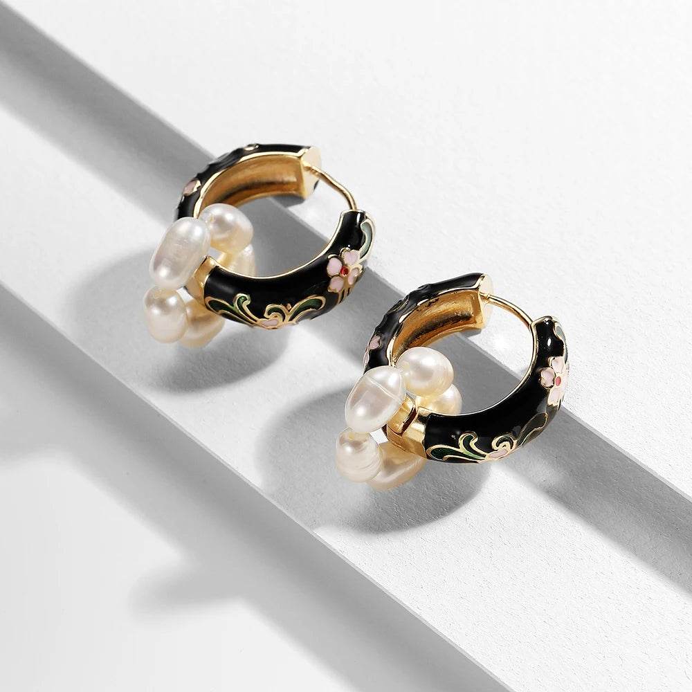Enamel Floral Hoop Earrings - Montero Milan