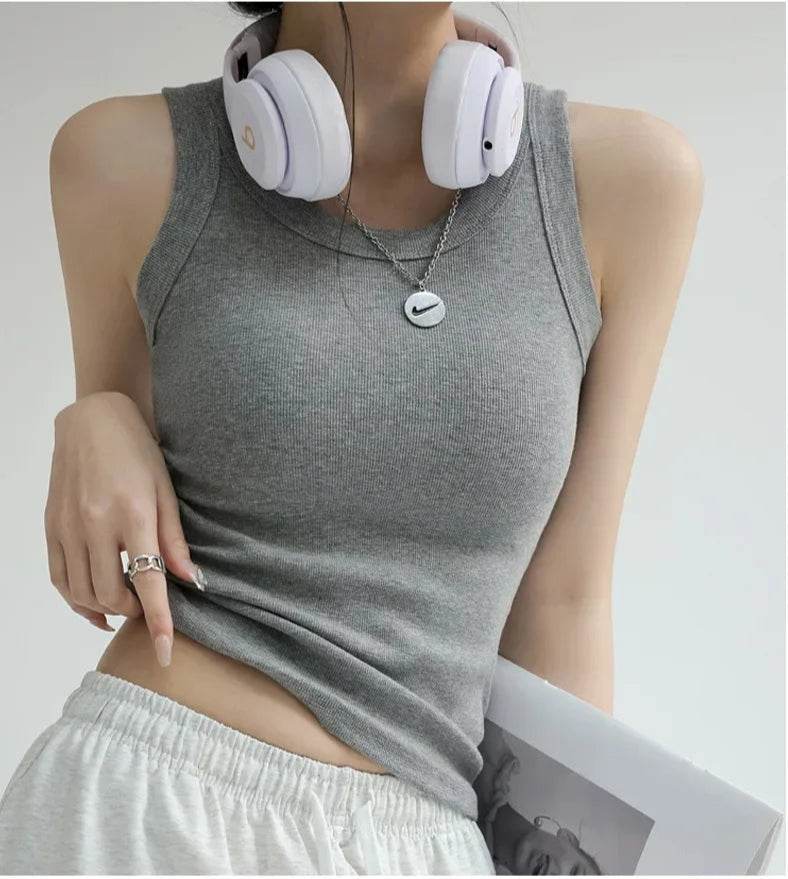 Ribbed Tank Top with Built-in Chest Pad - Montero Milan