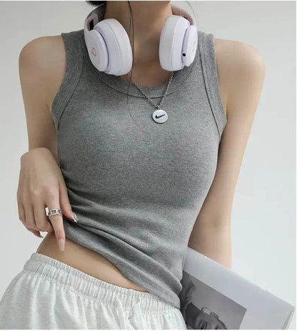 Ribbed Tank Top with Built-in Chest Pad - Montero Milan