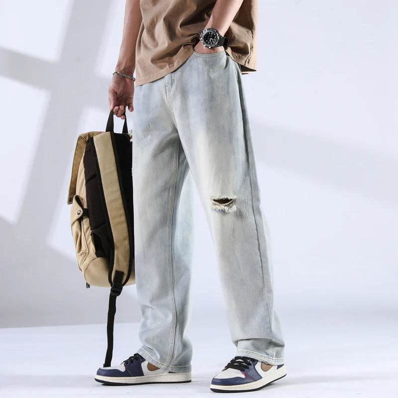 Distressed Straight Leg Jeans - Montero Milan