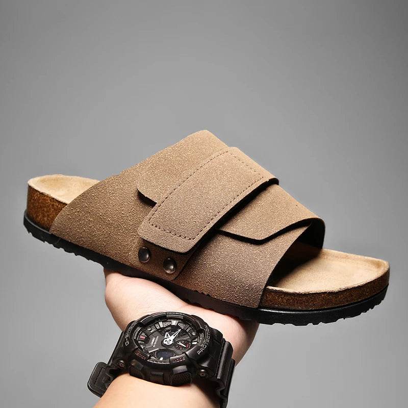 Suede Strap Slide Sandals - Montero Milan