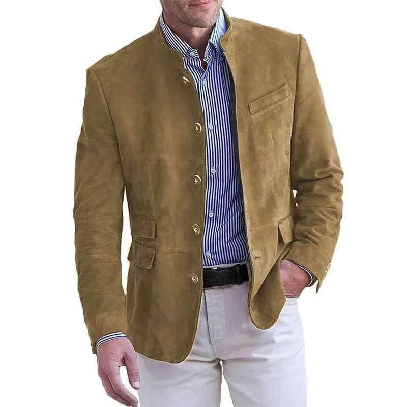 Smart Suede Button-Front Blazer - Montero Milan