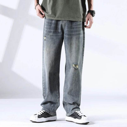 Distressed Straight Leg Jeans - Montero Milan