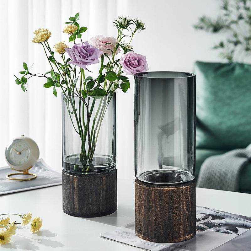 Nordic Elegant Glass Vase (detachable wooden base) - Montero Milan