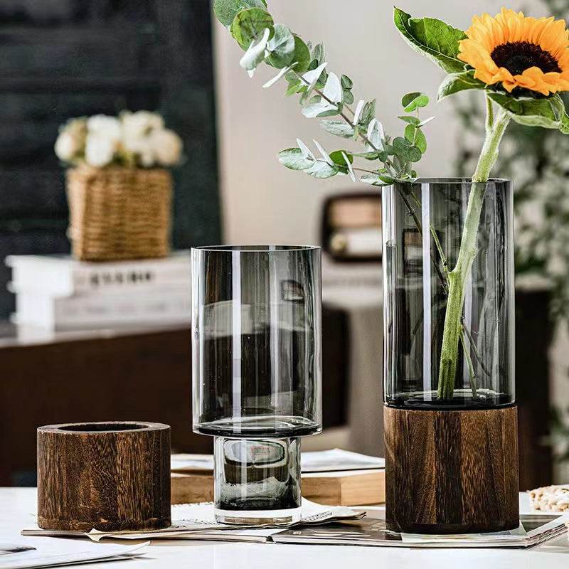 Nordic Elegant Glass Vase (detachable wooden base) - Montero Milan