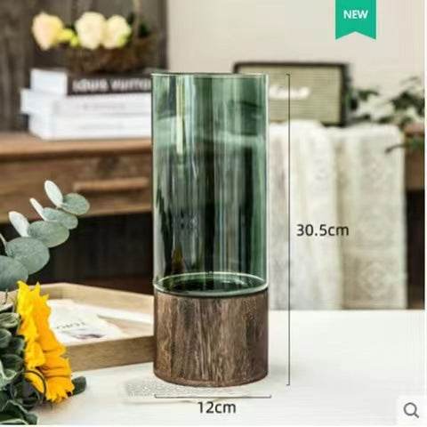 Nordic Elegant Glass Vase (detachable wooden base) - Montero Milan