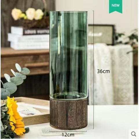 Nordic Elegant Glass Vase (detachable wooden base) - Montero Milan