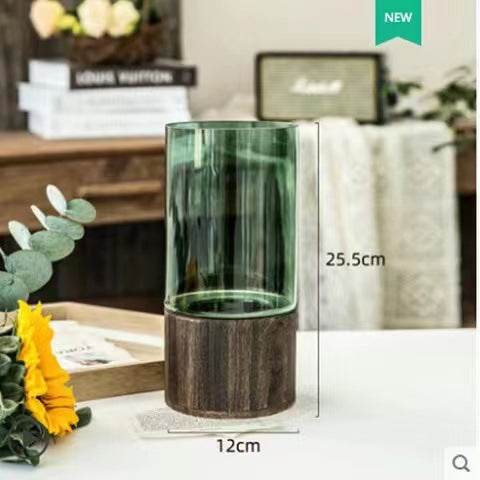 Nordic Elegant Glass Vase (detachable wooden base) - Montero Milan