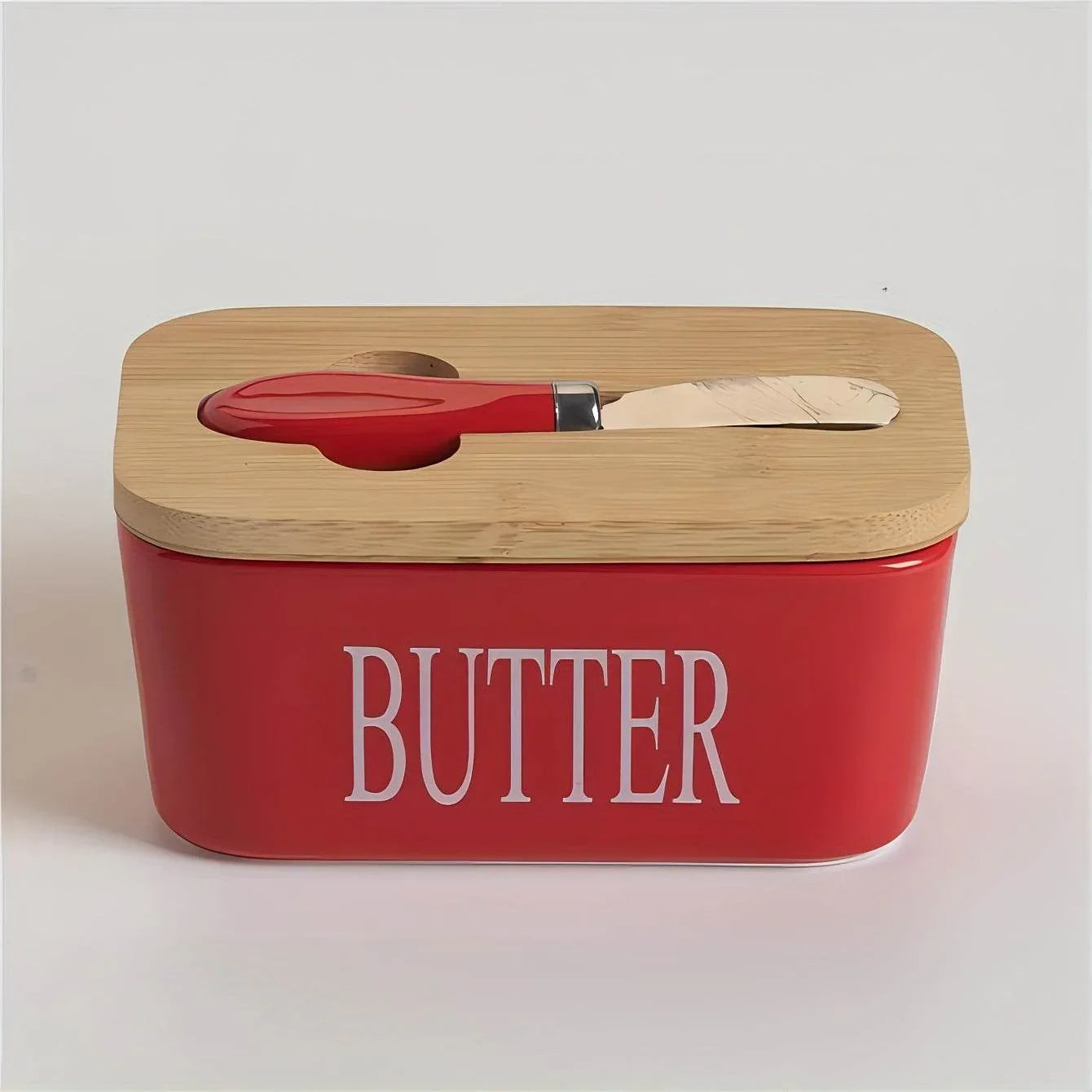 Ceramic Butter Dish with Bamboo Lid & Spreader - Montero Milan