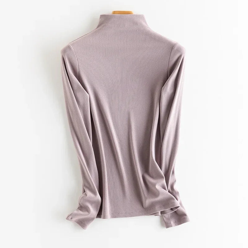 SuyaDream, Women Bottoming T Shirt, Silk Viscose Blend, Long Sleeves, Solid Basic Thermal  Shirt, 2024 Autumn Winter Top
