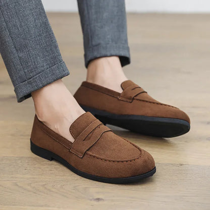 Autumn Suede Loafers Man Large Size 45 Comfort Slip-on Casual Shoes Men Flats Retro Brown Moccasins For Men zapatos de hombre