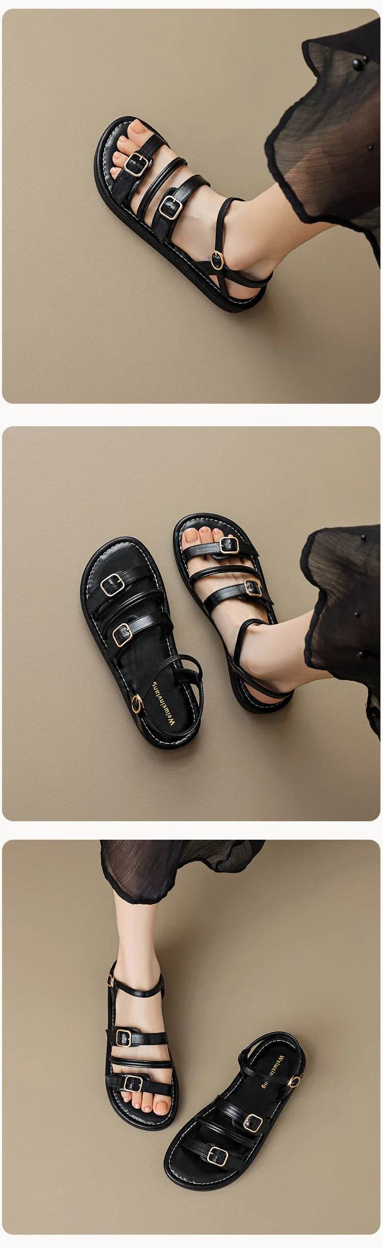 Vesta Leather Sandals - Montero Milan
