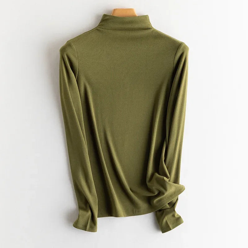 SuyaDream, Women Bottoming T Shirt, Silk Viscose Blend, Long Sleeves, Solid Basic Thermal  Shirt, 2024 Autumn Winter Top