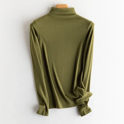 SuyaDream, Women Bottoming T Shirt, Silk Viscose Blend, Long Sleeves, Solid Basic Thermal  Shirt, 2024 Autumn Winter Top
