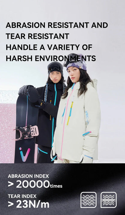 VECTOR Men and Women Cotton Contrast Skiing Top Waterproof and Durable Warm Snowboard Ski Double Board Single Board Outdoors